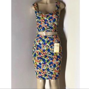 Colorful two-piece body-con dress